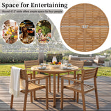 5-Piece Outdoor Dining Set with 4 Acacia Wood Chairs,47.2" Round Dining Table with Slatted Design, Ideal for Patios, Gardens, Poolsides, and Lawn Areas & Indoor