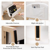 Leisure Rocking Chair,Nursery Rocking Chair With Adjustable Footstool,Thickened Headrest And High Backrest, Storage Pocket On The Right Side,The Base Rocker Is Solid Wood