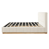 Modern, Minimalist, and Elegant Striped Fabric Bed,Beige