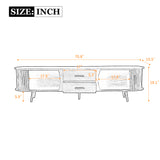 Mid-Century Modern TV Stand for 80" TV, Entertainment Center with Storage for Living Room, Bedroom, Media Console Table with 2 Drawers