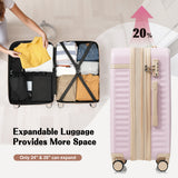 Luggage Set of 3, 20inch with USB Port, front opening design Airline Certified Carry on Luggage, ABS Hard Shell Luggage with Spinner Wheels