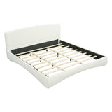 Curved Upholstered Bed with Smart Ambient Lighting,Cream