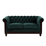 Chesterfield Velvet Loveseat Sofa,2-Person Rolled Arm Dutch Plush Upholstered Sofa Couch with Tufted Button for Living Room, Bedroom, Small Places