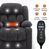 Up to 350 LBS Chenille Power Lift Recliner Chair, Heavy Duty Motion Mechanism with 8-Point Vibration Massage and Lumbar Heating, USB and Type-C Ports, Stainless Steel Cup Holders