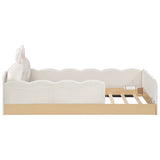 Twin Size Upholstered Platform Bed with Pillows and Storage Bags