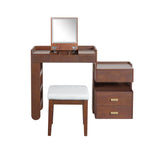 3-in-1 Makeup Vanity Desk with Flip-Top Mirror, LED Lighting, Adjustable Length & Ample Drawers - Stylish Multi-Functional Dressing Table for Home