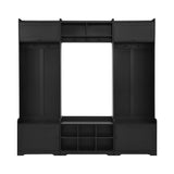 79.1''Wide Modern Hall Tree with Shoe Storage, 4-in-1 Entryway Bench with 8 Cubbies, 7 Coat Hooks & Adjustable Shelf for Hallway, living room