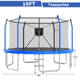 Trampoline with Lights and Basketball Hoop, Outdoor Recreational 16" Trampoine for Kids and Adults