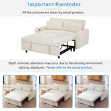 Pull-out Sofa Bed Convertible Couch 2 Seat Loveseat Sofa Modern Sleeper Sofa with Two Throw Pillows and USB Ports for Living Room, Beige