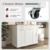 Kitchen Island with Drop Leaf, Kitchen Storage Cart with 3 Tier Pull Out Cabinet Organizer, Internal Storage Rack, Rolling Kitchen Cart on Wheels with Towel Rack, 2 Drawers, for Kitchen
