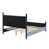 Striped Rubberwood Upholstered Bed