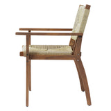 Durable Outdoor Dining Chair with Acacia Wood Frame, Handwoven Wicker Seat, Teak Finish, Patio Garden Furniture