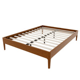 Queen Size Solid Dry Bamboo Wood Platform Bed Frame, with Wood Slat Metal Support, Modern & Minimalist Style, No Box Spring Needed, Easy Assembly, Brown