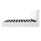 Ergonomic upholstered bed, Boucle, White,King