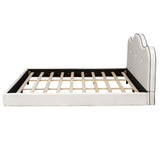 King Size Upholstered Platform Bed, Beige