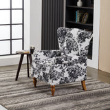 Wingback Accent Chair & Coffee Table Set, Reading Armchair Vintage Luxury Lounge Chair, Antique White+Gray