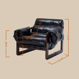 Leather Lounge Chair Upholstered Accent Chair Ergonomic Single Sofa Chair Medieval Modern Decorative Armchair, Antique Black