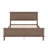 Queen Size Platform Bed Frame with Headboard and Wood Slat Support, Brown-ModernLuxe