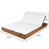 Outdoor Double Sunlounge Patio Chaise Lounge 5 Adjustable Position Lawn Sunbathing Bed Patio Daybed with Cushion, Natural