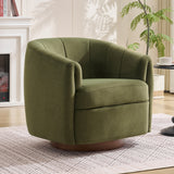 360° Swivel Accent Chair Upholstered Barrel Chair Ergonomic Armchair Comfy Reading Chair with Curved Backrest, Green
