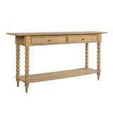 Console Table with 2 Drawers & Shelf, Entryway Table Acacia Wood Sofa Table, Natural