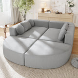 114.9"W Modular Sectional Sofa with Curved Design, Free-Combined Boucle Fabric Sofa Bed