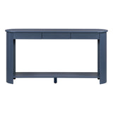 Console Table with 3 Drawers, Farmhouse Entryway Table with Bottom Shelf, 59.8" Modern Oak Veneer Sofa Table