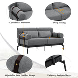 Modern Loveseat Sofa 59" Sofa Couch 2-Seater Sofa with Flexible USB Ports , Unique Cylindrical Armrests for Living Room, Gray
