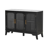 3-Door Sideboard Storage Cabinet, Stylish Style Large Storage Space, Black and White