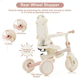 7 in 1 Baby Tricycle, Foldable Toddler Tricycle with Removable and Adjustable Parent Handle, Toddler Push Bike with Removable Pedal, Canopy, and Guardrail, Tricycle for 12-72 Months