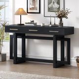 57"W Elegant Console Table with 3 Drawers and Irregular Legs, Extra Long Entryway Table, Black