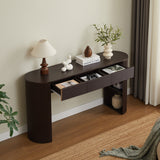 Curved Console Table Entryway Table Sofa Side Table Accent Table with 3 Drawers, Interchangeable Leg, 1 Storage-Leg, Espress