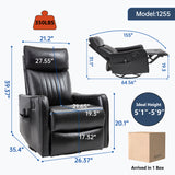 Heat Massage Manual Recliner Chair with 360° Swivel Rocker, Faux Leather Accent Chair for Living Room/Bedroom, Black