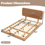 Queen Size Platform Bed Frame Floating Bamboo Bed with USB Port & Headboard