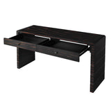Curved Wooden Console Table with Storage, Rustic Farmhouse Entryway Table with 2 Drawers for Hallway & Living Room, Black