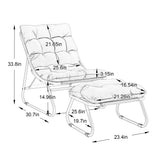 Lounge Chair with Ottoman, Recliner Chair with Steel Frame & Thick Cushion for Living Room, Bedroom, Reading Room
