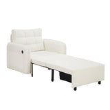 3-in-1 Accent Chair Sleeper Bed, Pull-Out Chaise Lounge, Chenille Single Sofa Bed with USB Ports & Storage Pocket