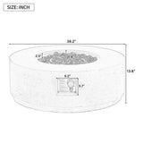 38" Round Propane Fire Pit Table, 50000 BTU Large Outdoor Fireplace with Faux Stone Finish, Lava Rocks & Waterproof Cover
