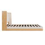King Size Upholstered Platform Bed Frame with Headboard, Beige&Natural