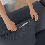 113" Modern L-Shaped Modular Sectional Sofa, Corduroy Upholstery Oversized 3-Seater Couch with Deep Seat and Movable Ottoman