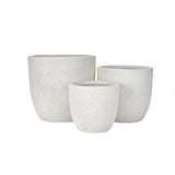 Set of 3 Lightweight Matte MGO Planters, Modern Round Concrete-Style Outdoor Flower Pots with Drainage & Rubber Plugs