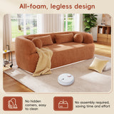 Chenille Boneless Couch 3-Seater Sofa Skin-friendly Upholstered Cloud Couch with Pillows, Orange