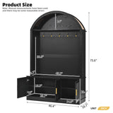 All-in-1 Arched Hall Tree Mudroom Coat Rack Organizer Entryway Bench Shoe Storage Cabinet with Hooks & Adjustable Shelves, Black