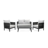 4pcs Patio Sofa Set Outdoor Conversation Chat Set Weather-resistant Garden Seating Group with Soft Cushion & Coffee Table