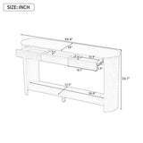 Console Table with 3 Drawers, Farmhouse Entryway Table with Bottom Shelf, 59.8" Modern Oak Veneer Sofa Table