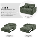 Convertible Pull-Out Sleeper Sofa Bed, Tufted Chenille Loveseat with 3 USB Ports & 3-Position Adjustable Backrest