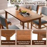 5-Piece Rectangle Wooden Dining Table Set, Mid Century Modern Kitchen Table and 4 Upholstered Chairs for Home, Saving Space