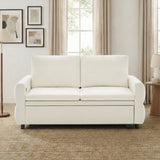 63" Convertible Sleeper Sofa Bed, Pull-Out Loveseat with USB Charging Ports & Adjustable Backrest
