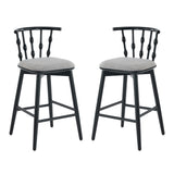 Set of 2 Barstools, Mid-Century Spindle Back Counter Stools with Upholstered Seat, Modern Kitchen Island Stools