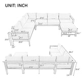 4-Piece Outdoor Patio Conversation Set With Cushions, Metal Modular Sofa Set, White
